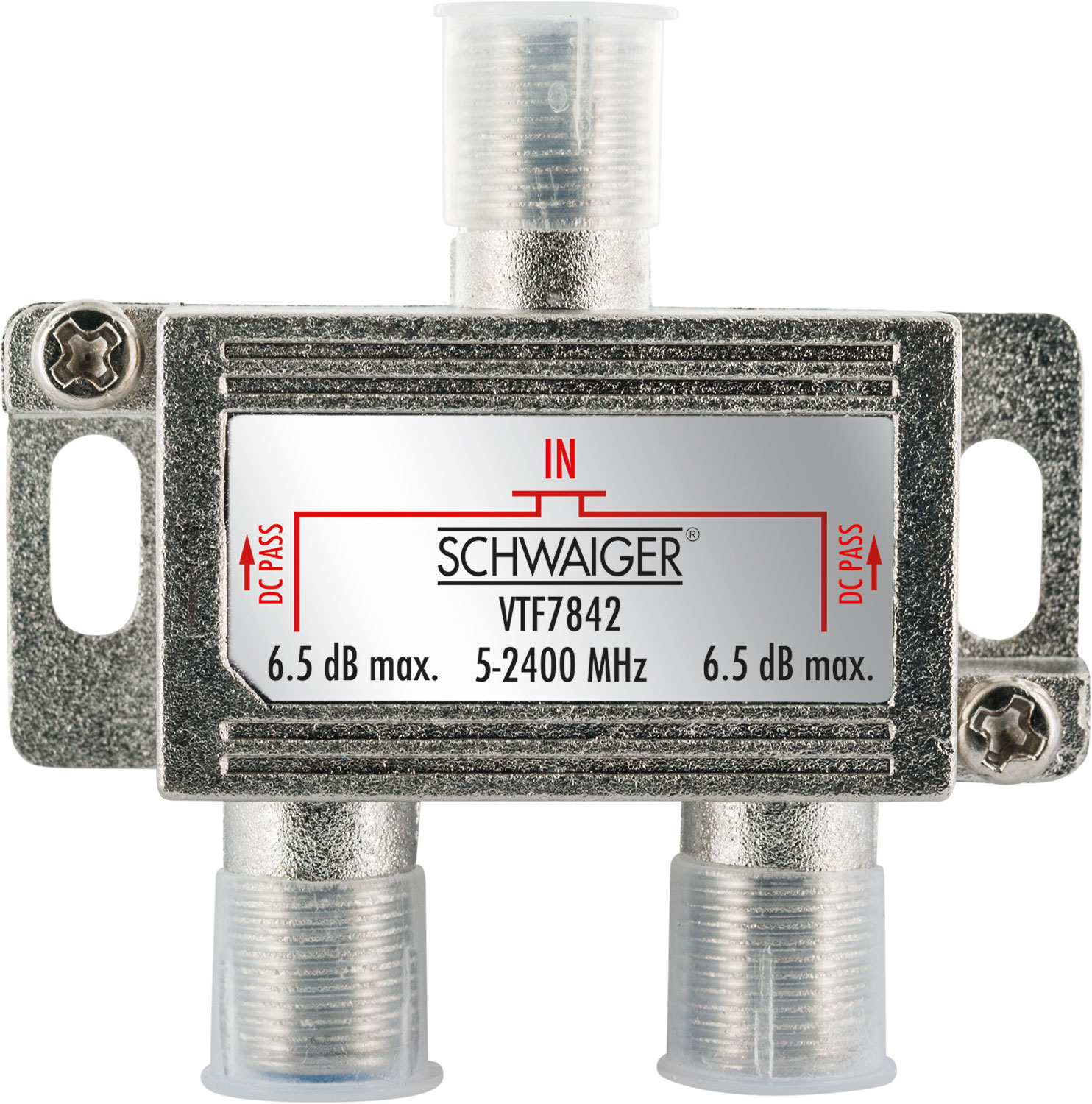 SCHWAIGER 2-fach Verteiler (6,5 dB), Silber VTF7842531