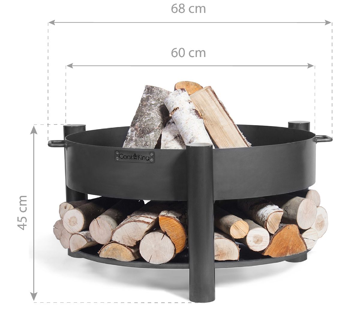 CookKing Feuerschale Montana 60 | Inkl. Holzlager