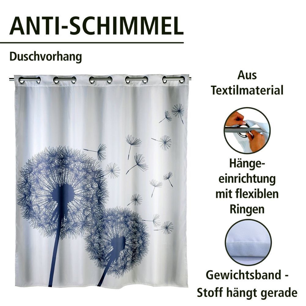 WENKO Anti-Schimmel Duschvorhang Astera Flex, Polyester, 180 x 200 cm, waschbar