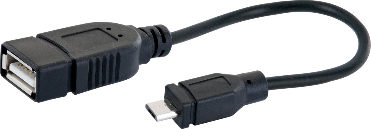 SCHWAIGER USB 2.0 OTG Adapterkabel, 0,1 m, Schwarz