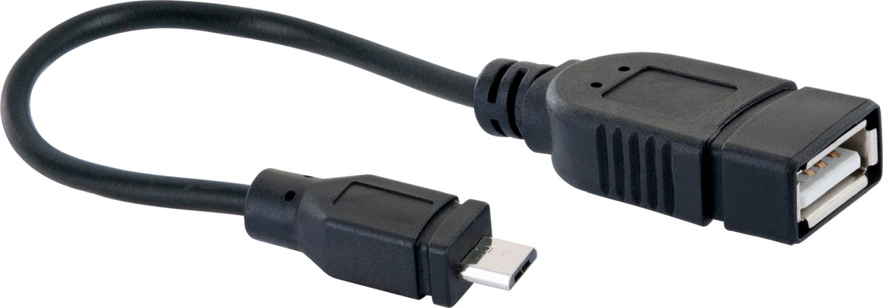 SCHWAIGER USB 2.0 OTG Adapterkabel, 0,1 m, Schwarz