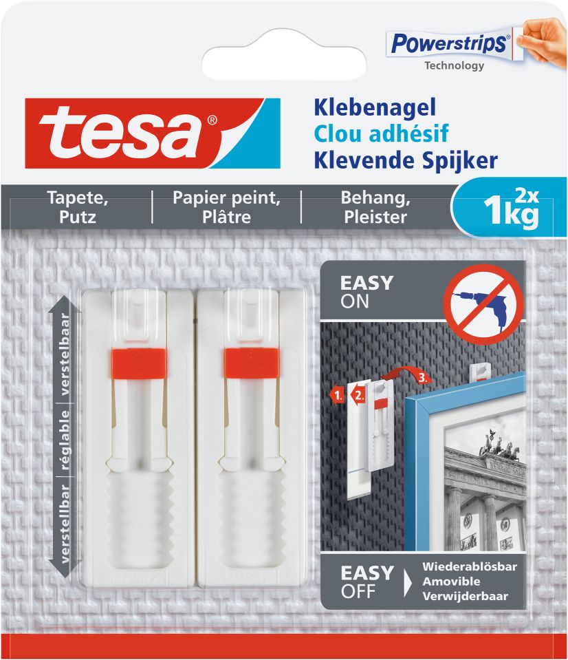tesa® Klebenagel verstellbar, Tapete & Putz