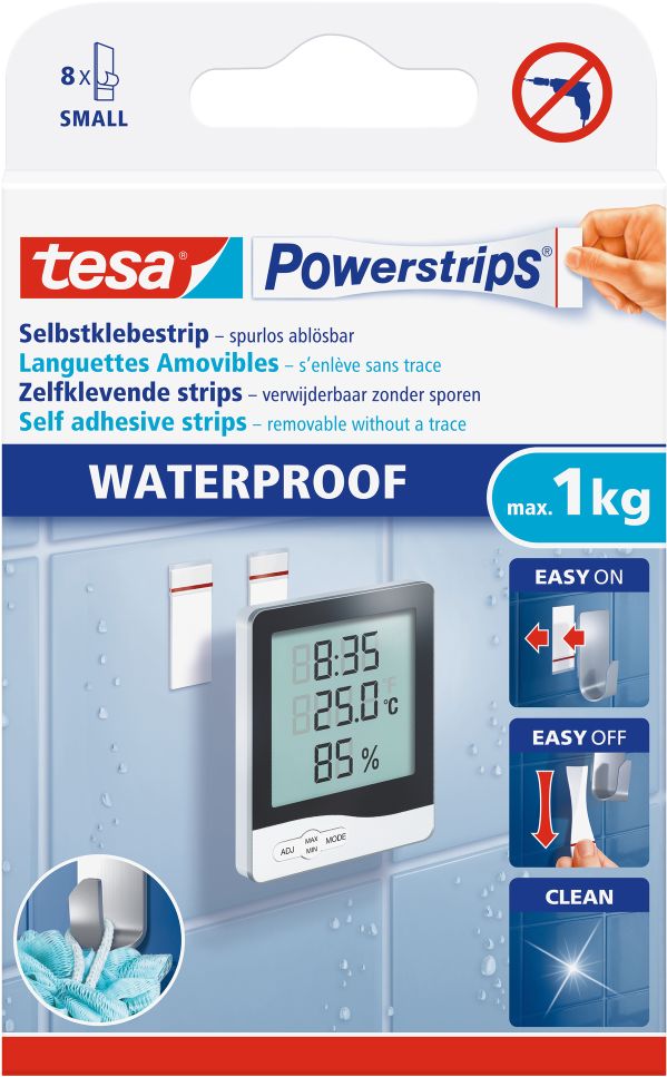 tesa® Powerstrips® Klebestrip Waterproof Small, 8 Stück