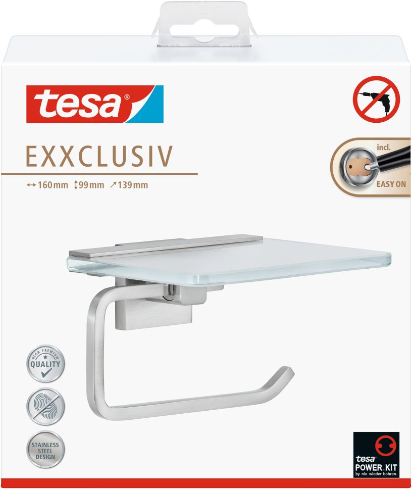 tesa® Exxclusiv Toilettenrollenhalter mit Ablage