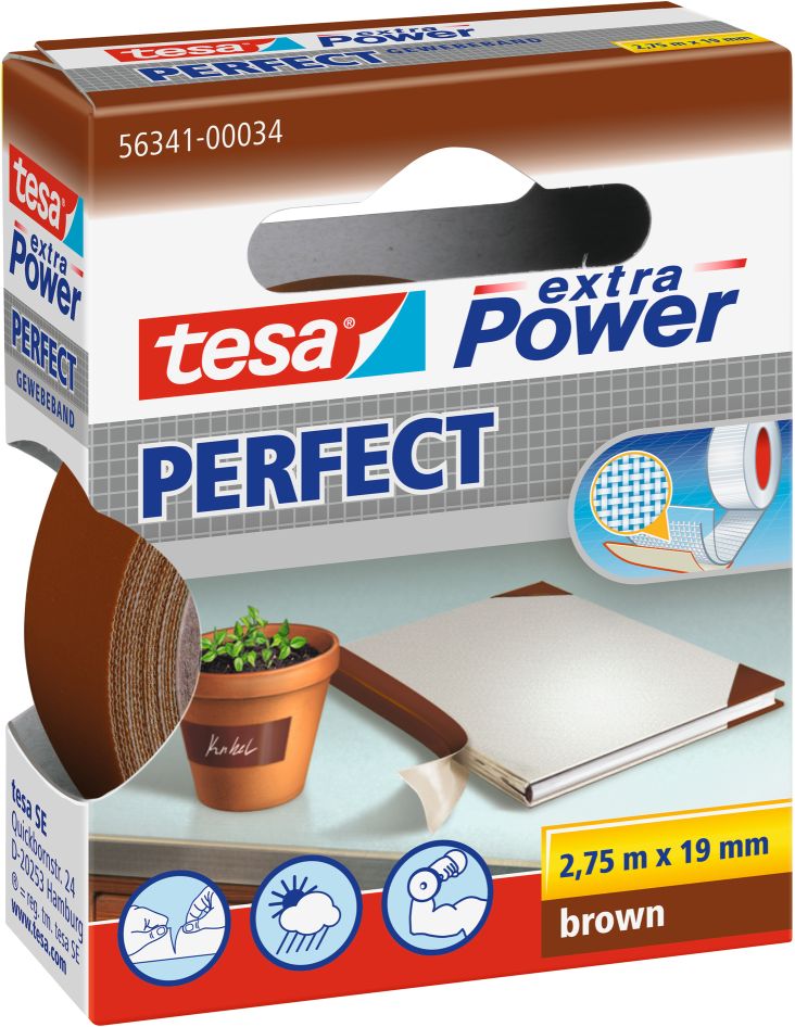 tesa® extra Power® Perfect Gewebeband braun