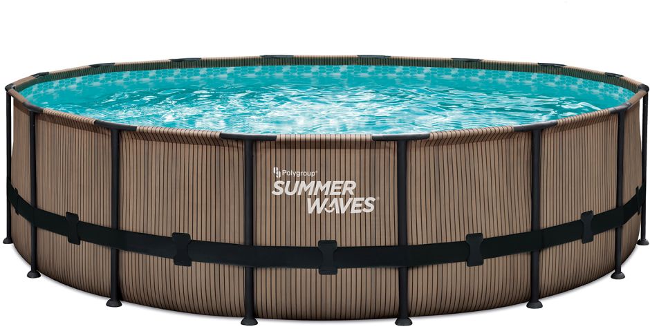 Summer Waves Elite Pool Ø 488 x 122 cm, Teak-Optik