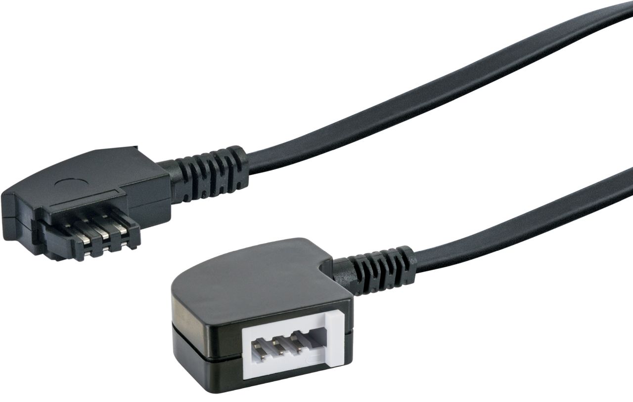 SCHWAIGER Verlängerungskabel (TAE), 10 m, Schwarz