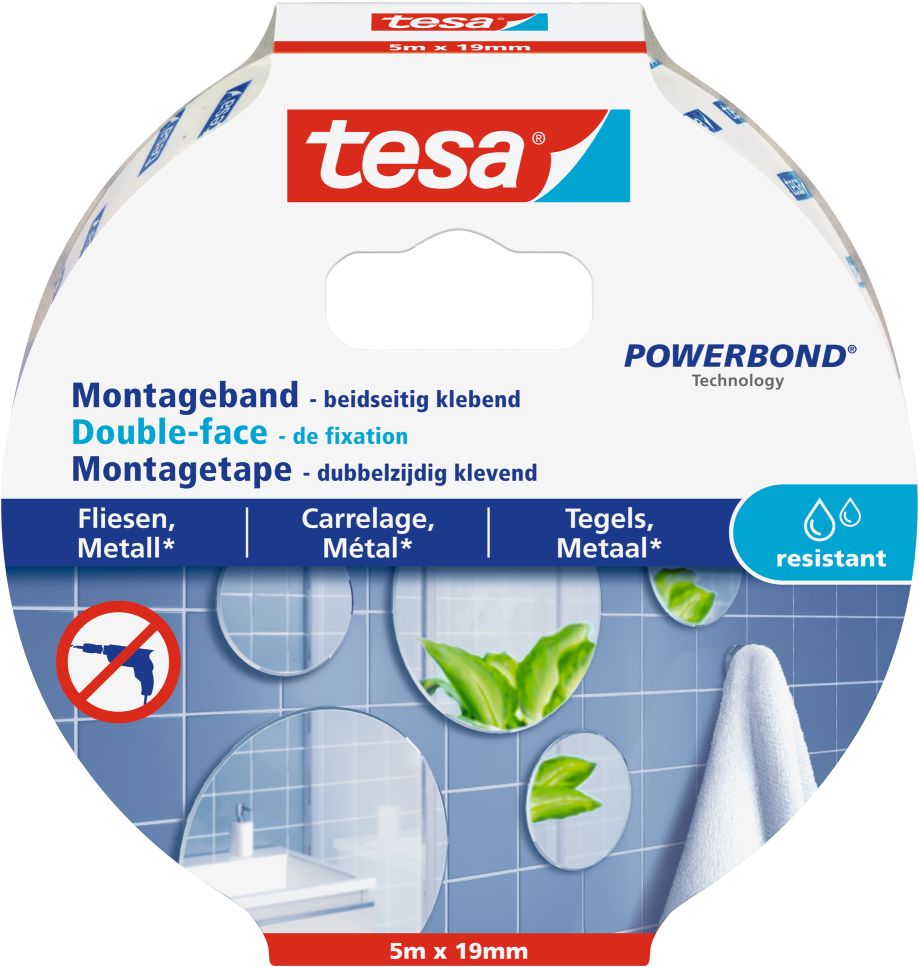 tesa® Montageband Fliesen, feuchtraumbeständig