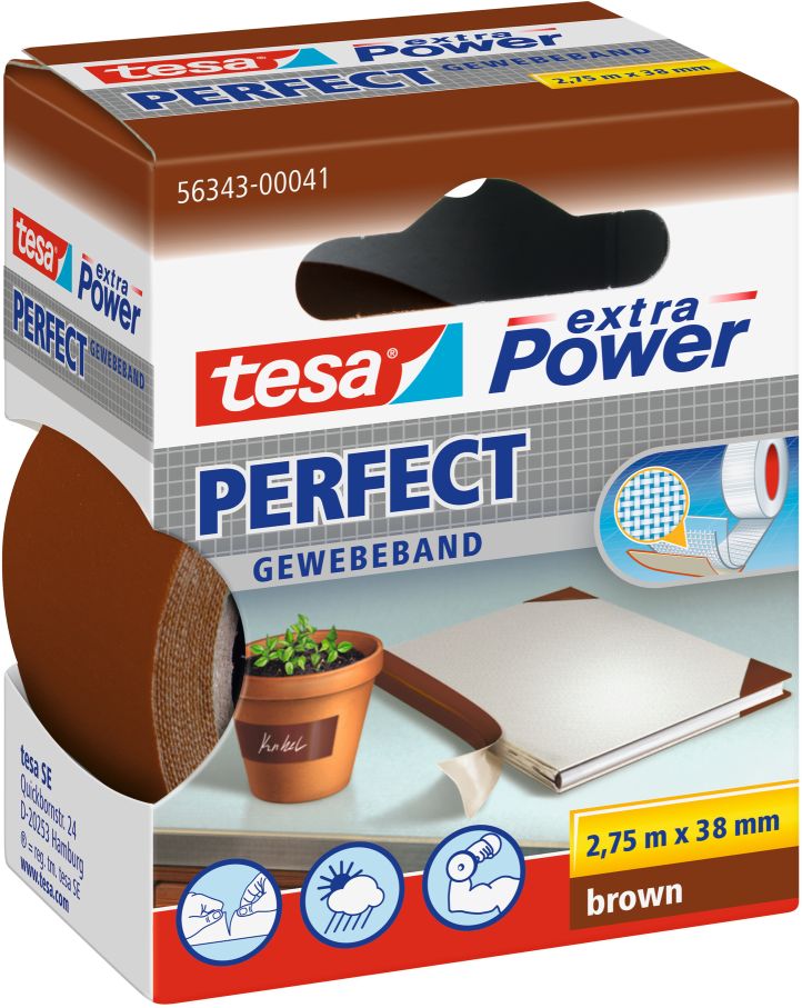 tesa® extra Power® Perfect Gewebeband braun