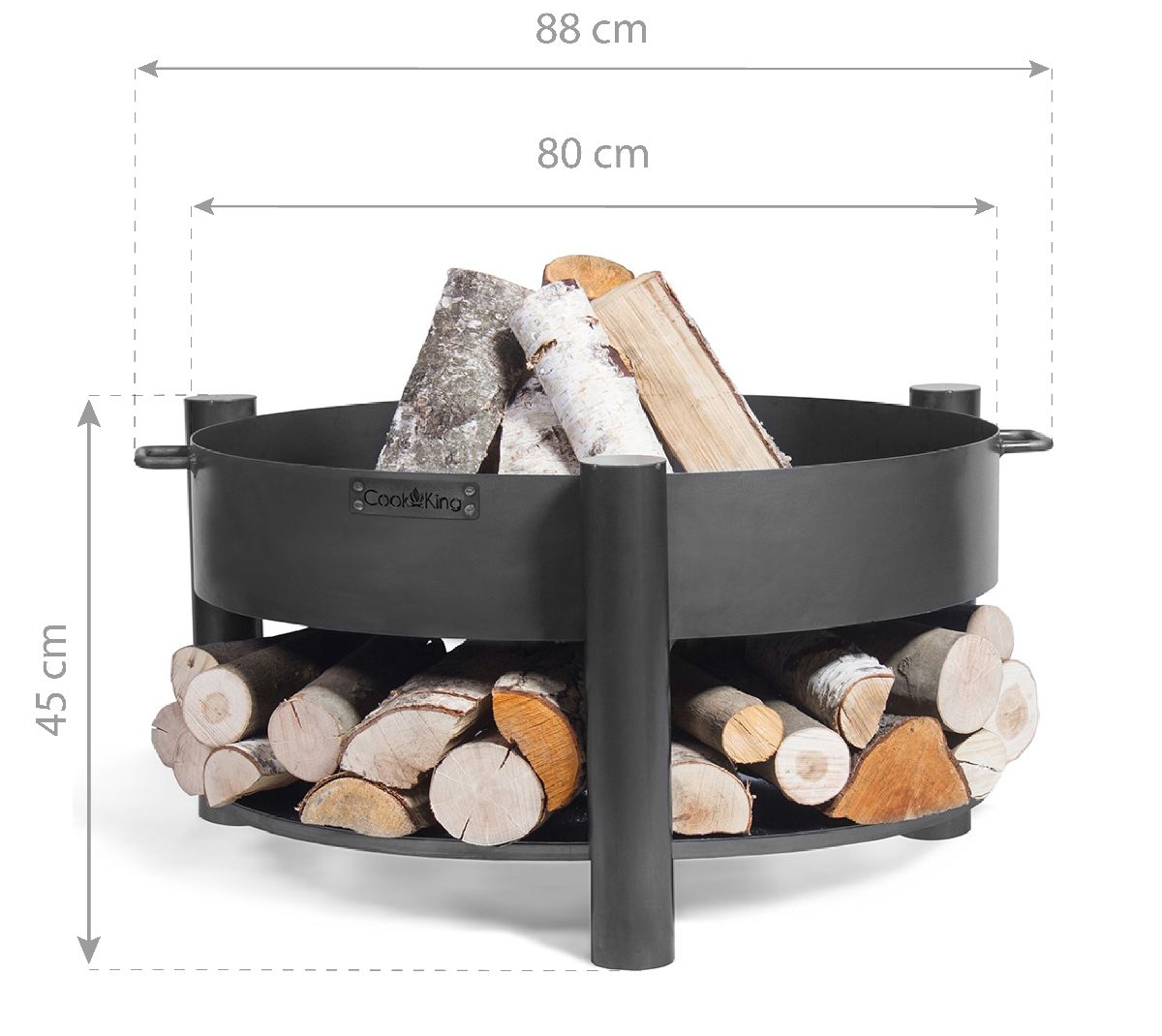 CookKing Feuerschale Montana 80 | Inkl. Holzlager