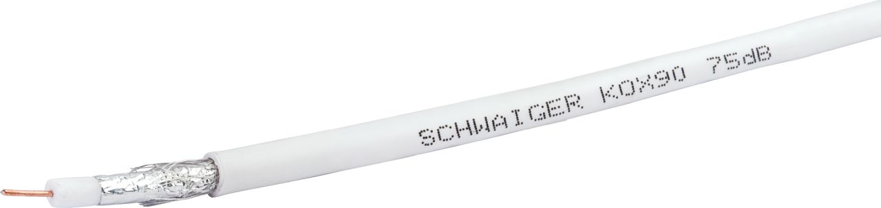 SCHWAIGER SAT Koaxialkabel (75 dB), 10 m, Weiß
