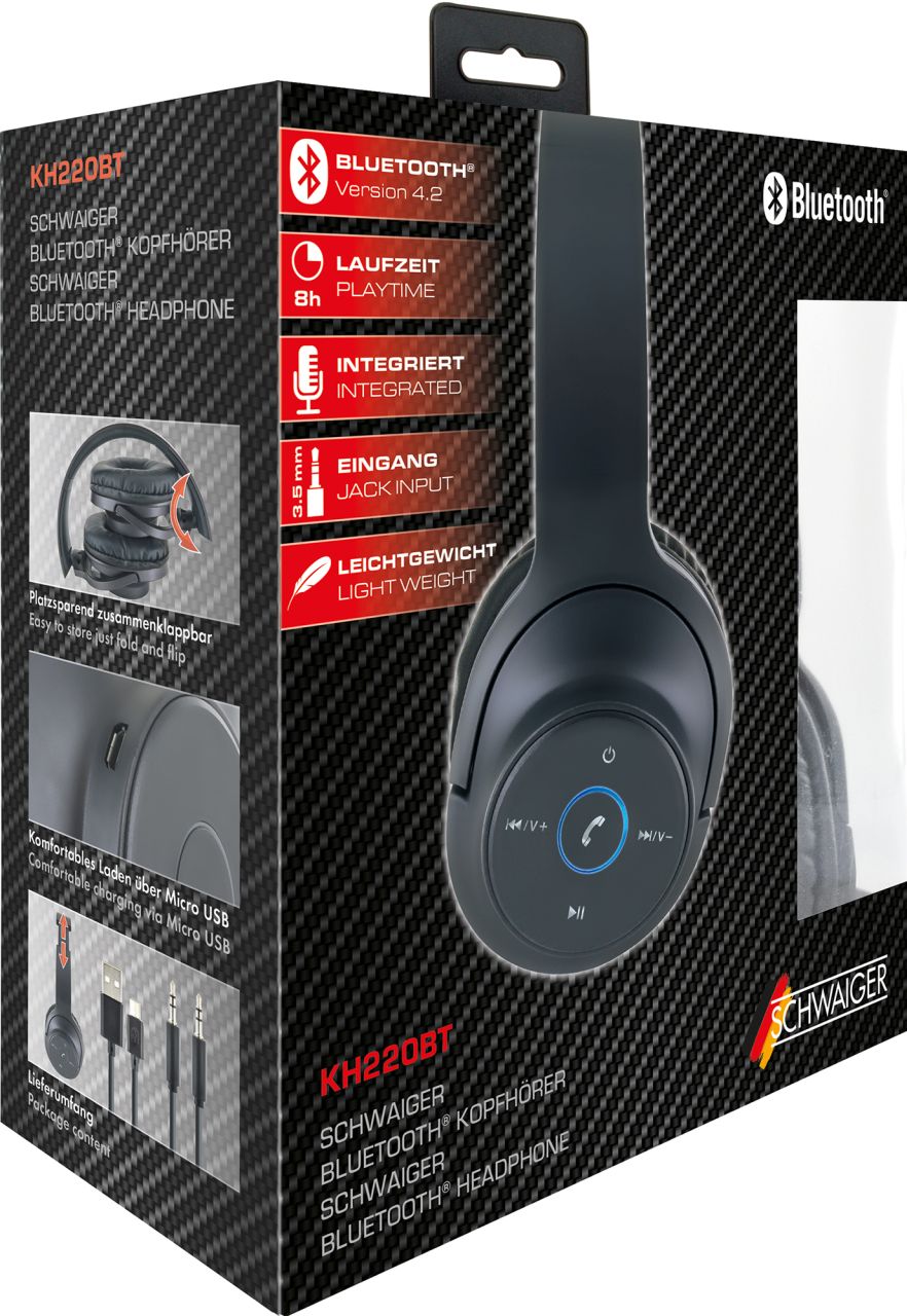SCHWAIGER Schwaiger Bluetooth Bügel-Kopfhörer, Blau/Schwarz/Weiß