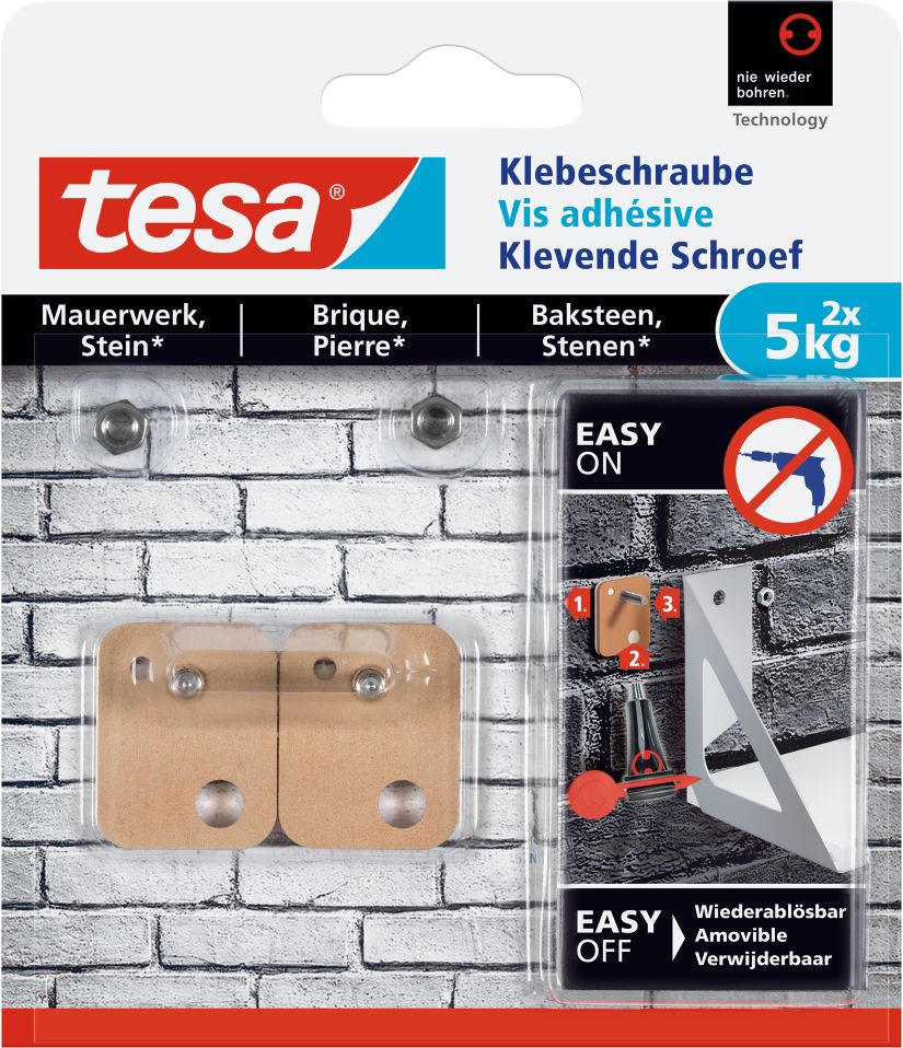 tesa® Klebeschraube viereckig, Mauerwerk