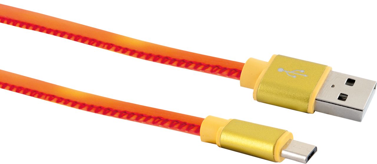 SCHWAIGER Micro USB Sync & Ladekabel ''Chamäleon'', 1,5 m, Rot/Gelb/Gold