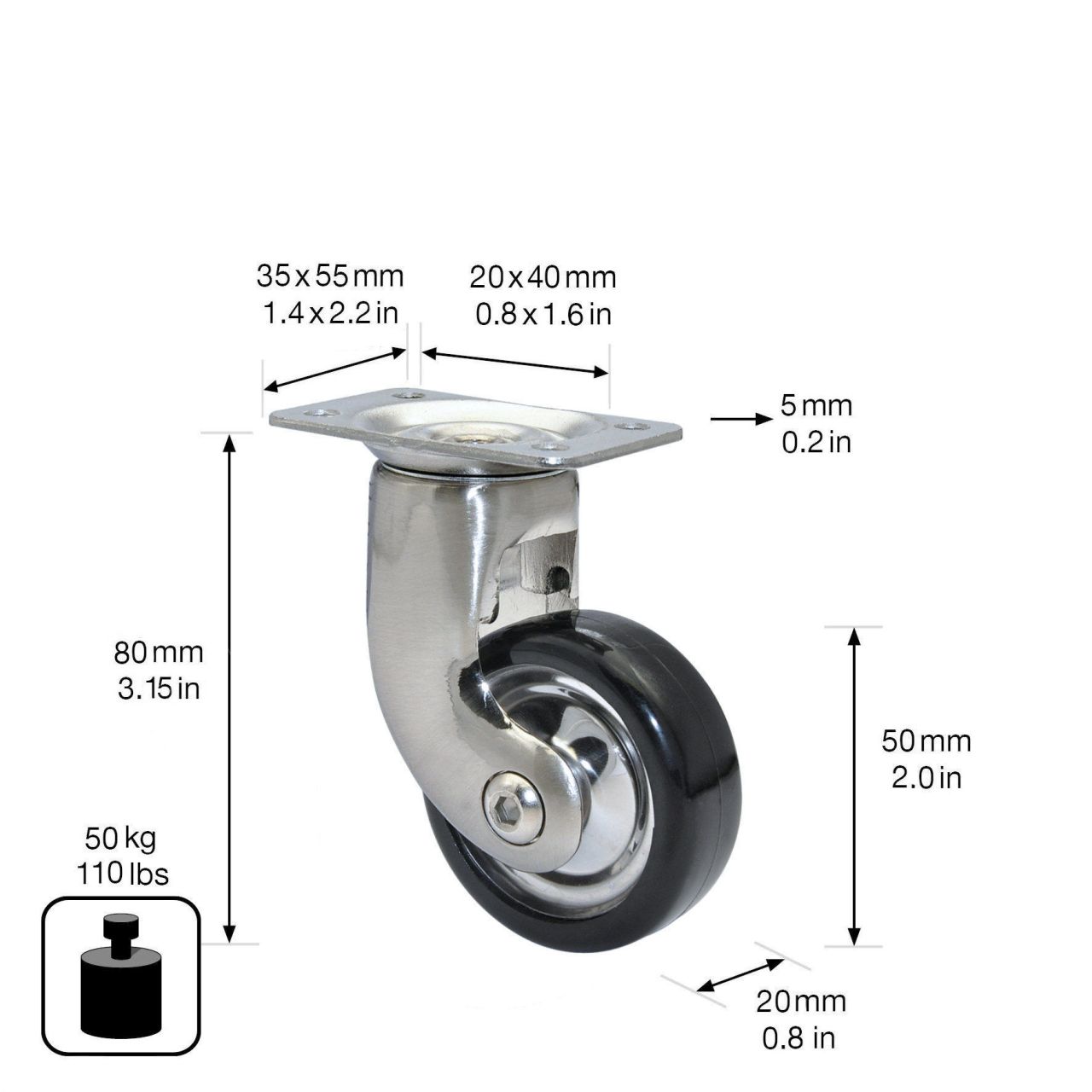 WAGNER Lenkrolle Ø50mm TK50kg RO 0085