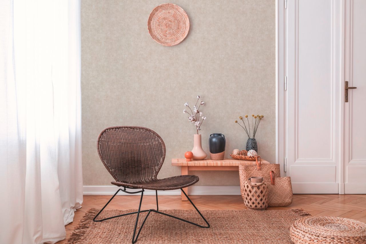 A.S. Création Vliestapete Terra Uni Beige matt strukturiert