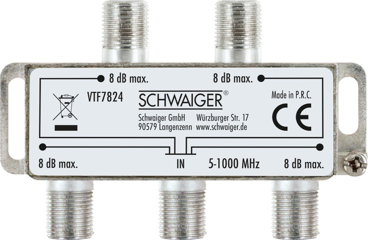SCHWAIGER 4-fach Verteiler (8 dB)
