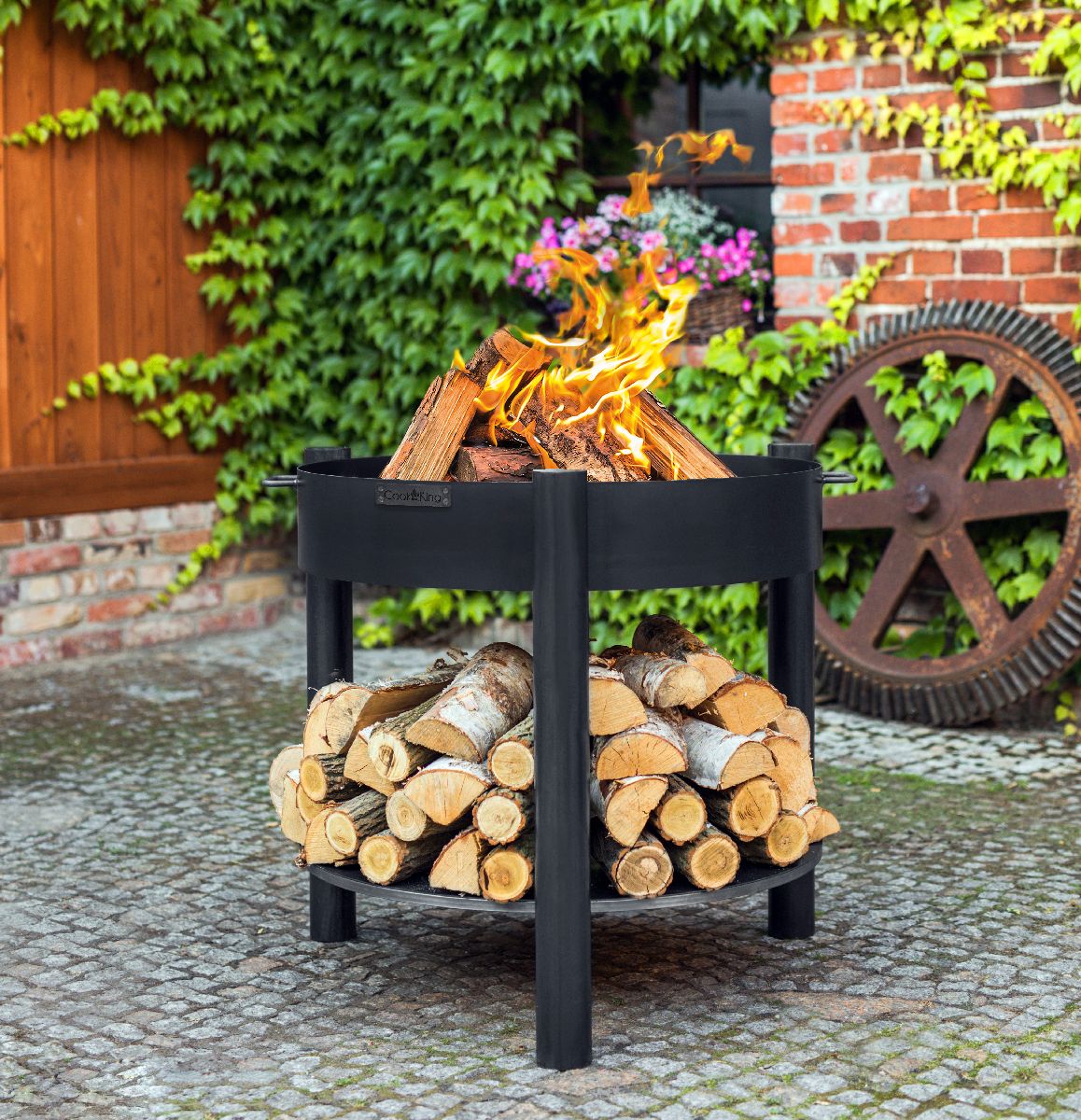 CookKing Feuerschale Montana 80 hoch | Inkl. Holzlager