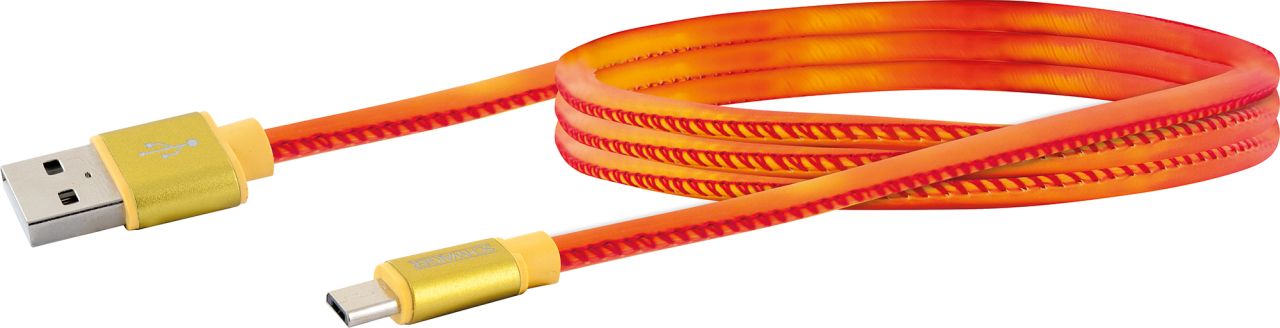 SCHWAIGER Micro USB Sync & Ladekabel ''Chamäleon'', 1,5 m, Rot/Gelb/Gold