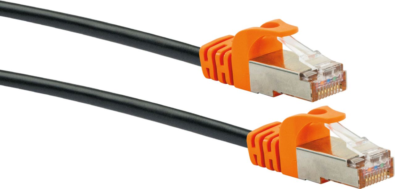 SCHWAIGER CAT 7 Netzwerkkabel (S/FTP), 2 m, Schwarz