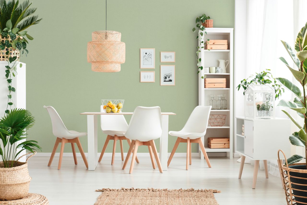 A.S. Création Vliestapete Casual Living Strukturtapete Grün matt glatt