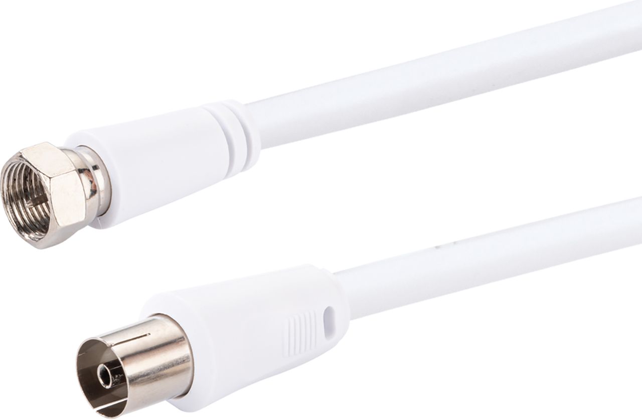 SCHWAIGER SAT/Antennen Adapterkabel (75 dB), 3 m, Weiß