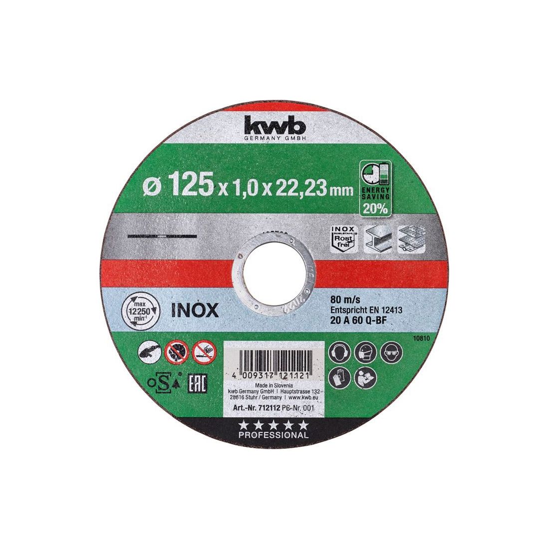 KWB Germany Akku Top Dünnschnitt-Trennscheibe, 125x1,0 mm 712112