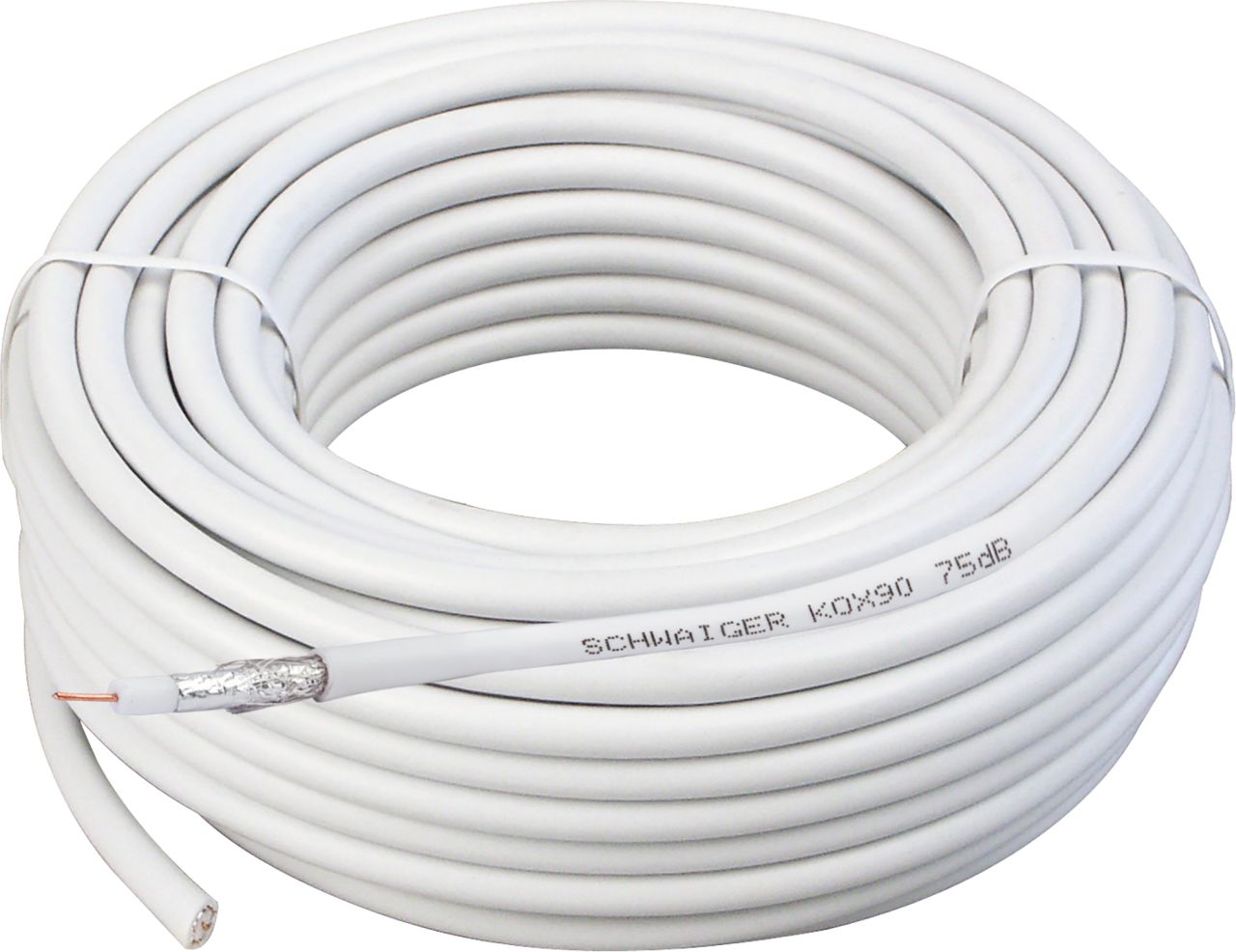 SCHWAIGER SAT Koaxialkabel (75 dB), 10 m, Weiß