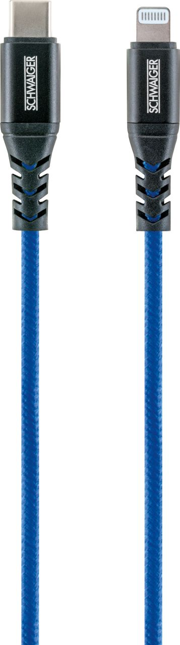 SCHWAIGER Apple Lightning auf USB-C Ladekabel, 1,2 m, Königsblau
