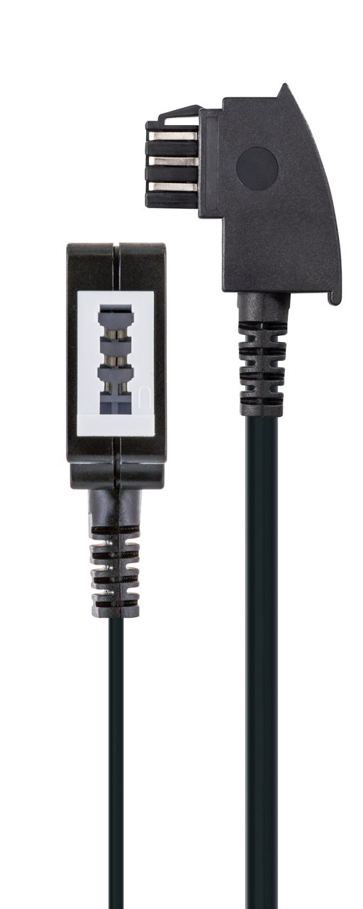 SCHWAIGER Verlängerungskabel (TAE), 10 m, Schwarz