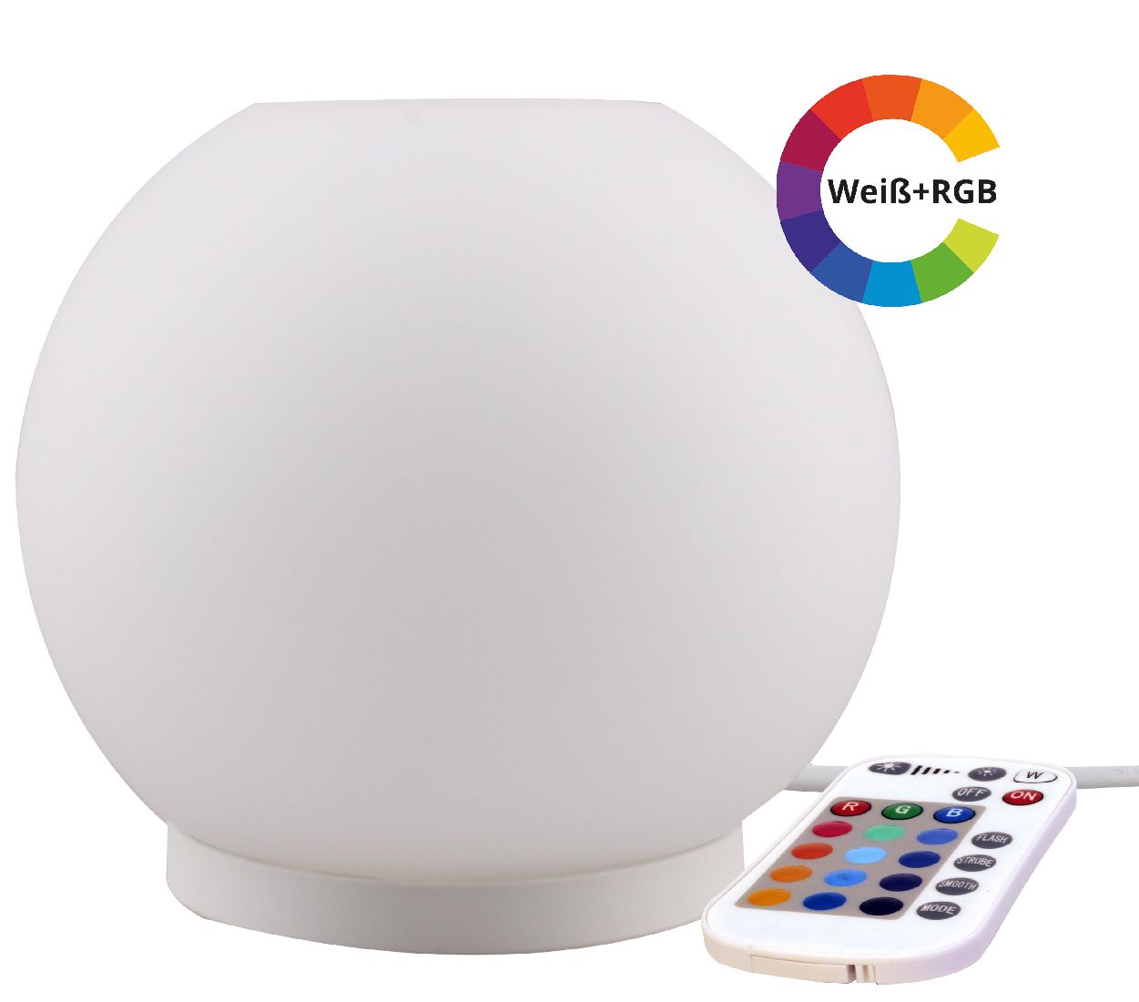 IDV Tischleuchte RGB/W Lightme Kugelform 8W 630lm/827 inkl. Fernbedienung