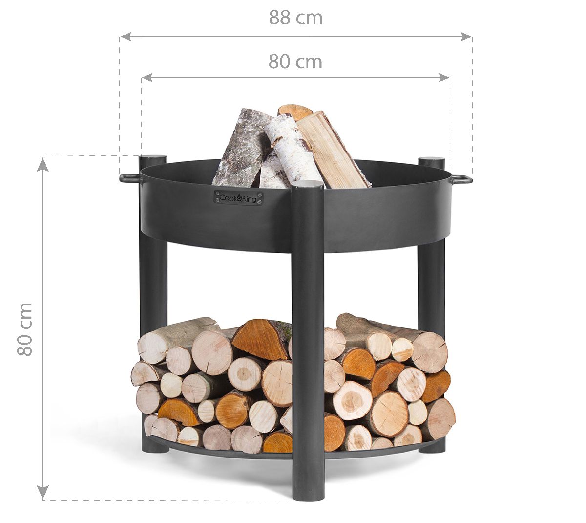 CookKing Feuerschale Montana 80 hoch | Inkl. Holzlager
