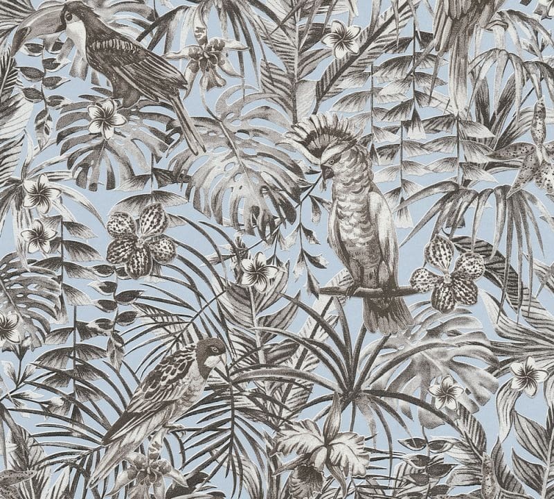 A.S. Création Vliestapete Greenery, Grau Blau Schwarz 372103