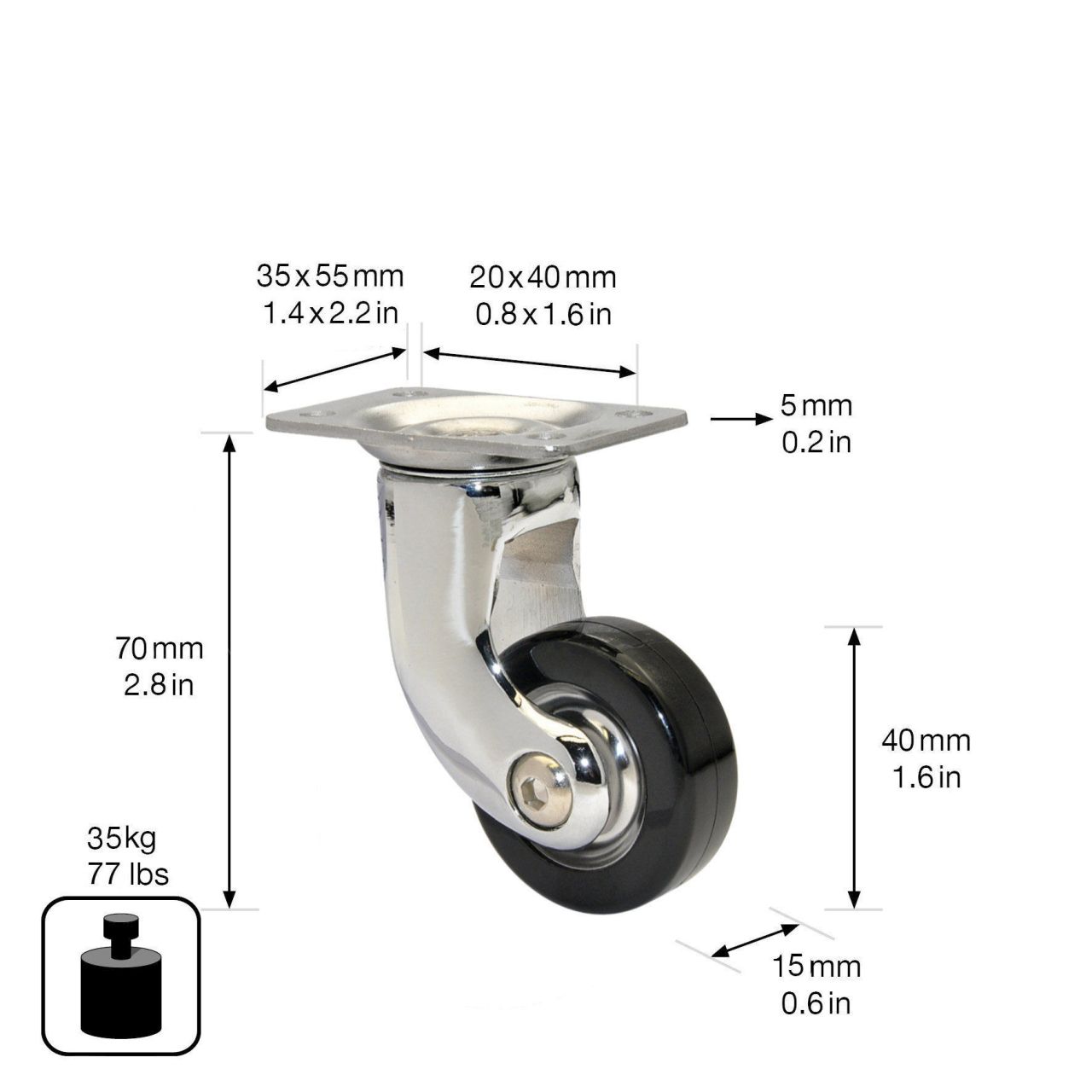 WAGNER Lenkrolle Ø40mm TK35kg RO 0084