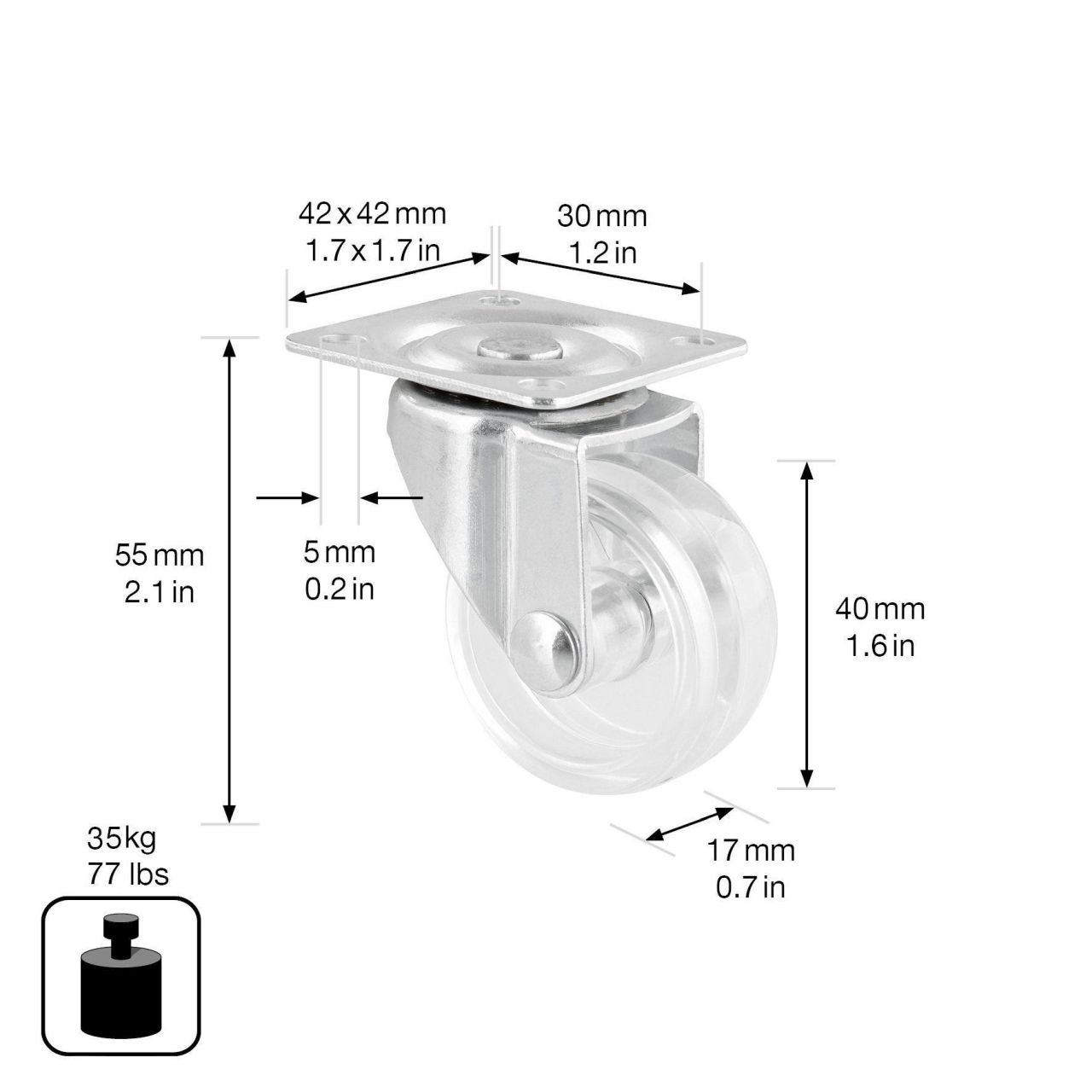 WAGNER Lenkrolle Ø40mm TK35kg RO 2157