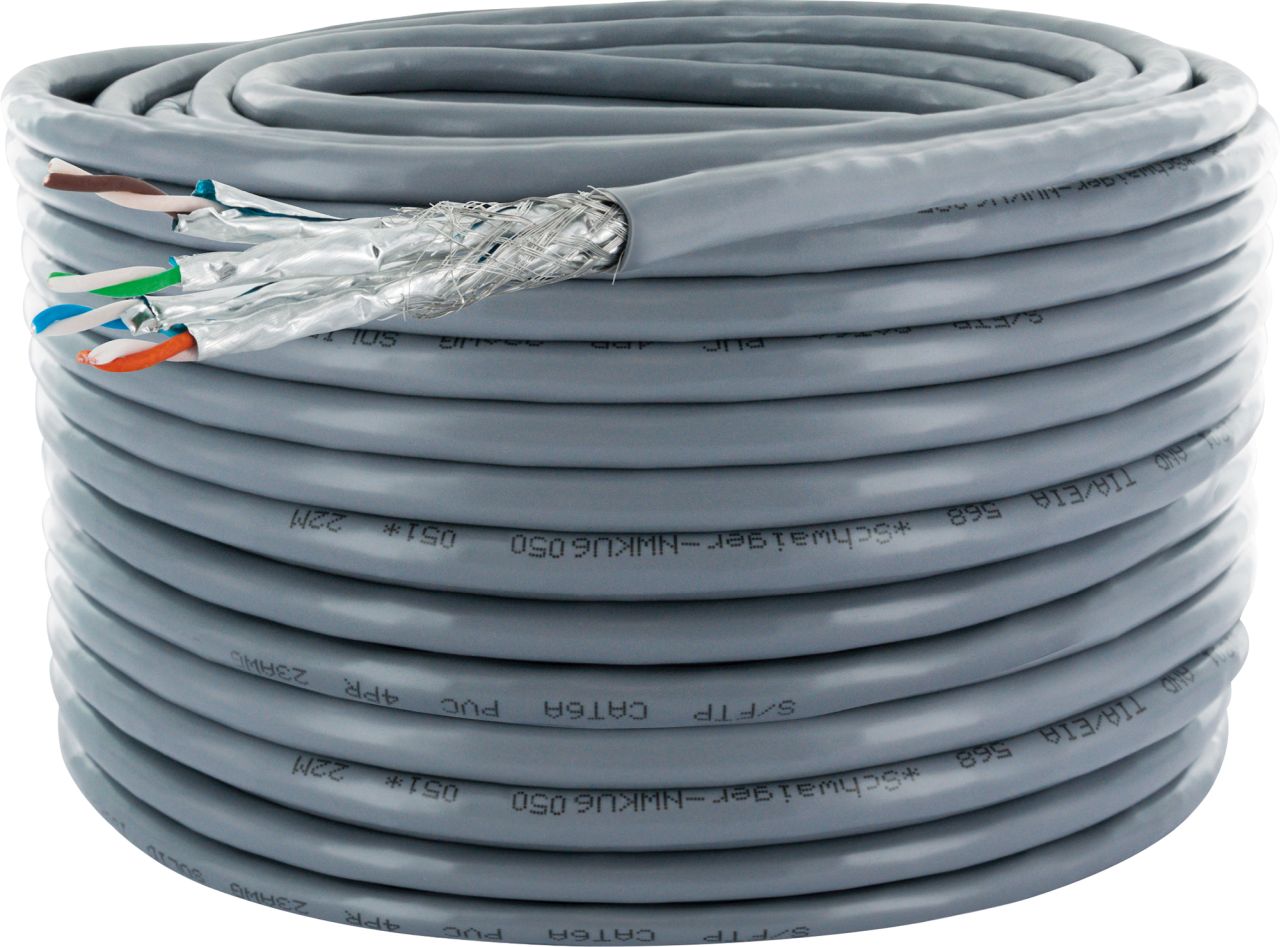 SCHWAIGER CAT 6A Netzwerkkabel (S/FTP), 50 m, Grau
