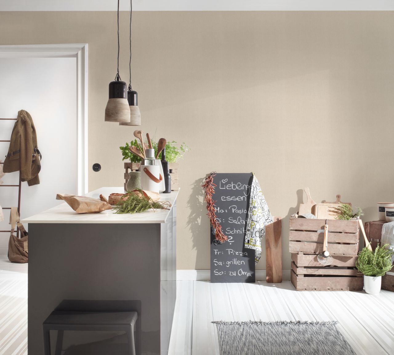 A.S. Création Vliestapete Terra Uni Beige matt strukturiert
