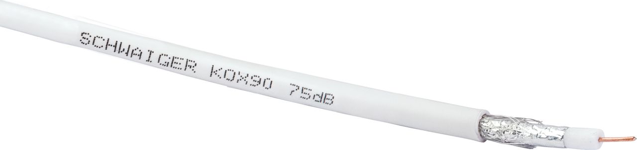 SCHWAIGER SAT Koaxialkabel (75 dB), 10 m, Weiß