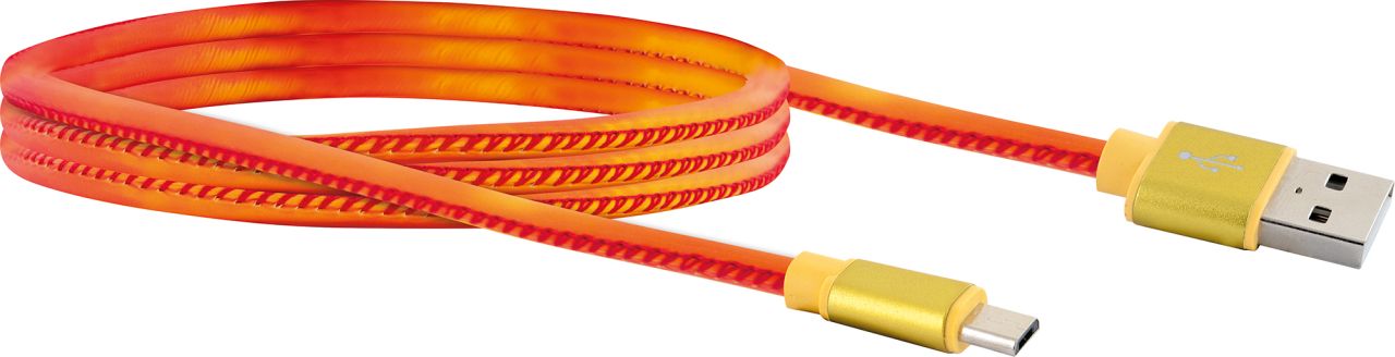 SCHWAIGER Micro USB Sync & Ladekabel ''Chamäleon'', 1,5 m, Rot/Gelb/Gold