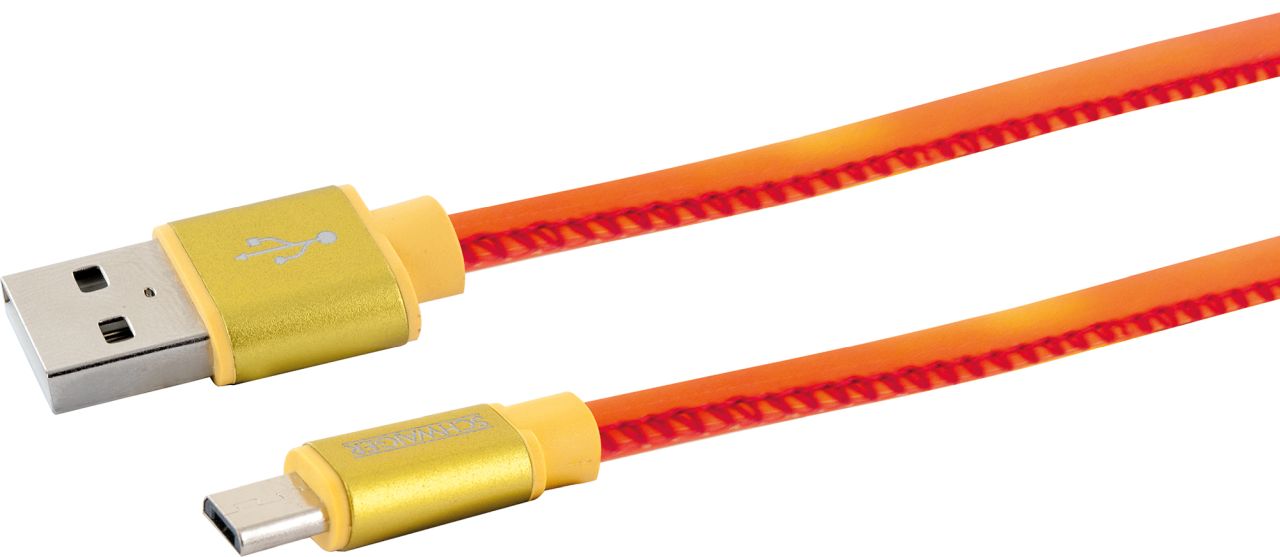 SCHWAIGER Micro USB Sync & Ladekabel ''Chamäleon'', 1,5 m, Rot/Gelb/Gold