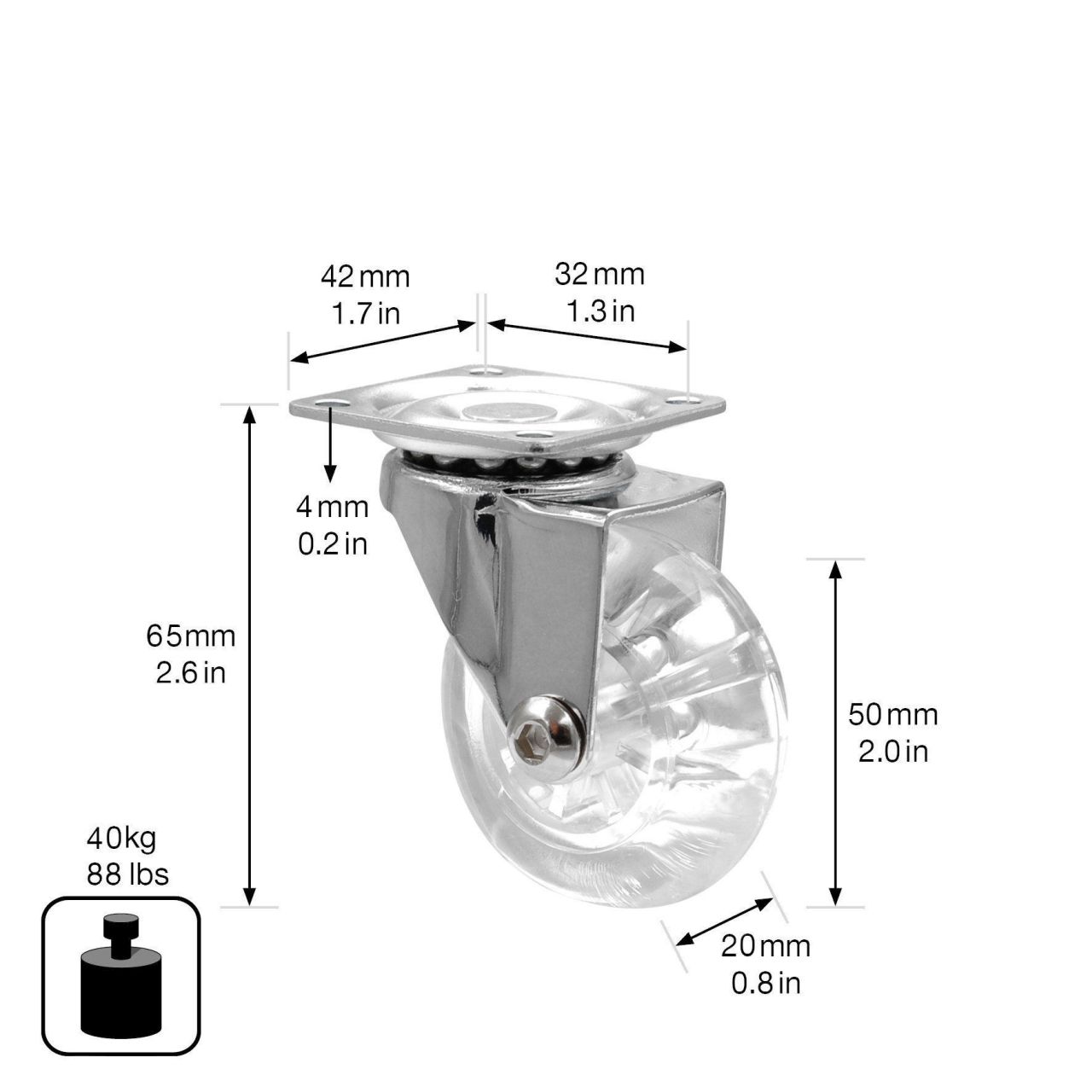 WAGNER Lenkrolle Ø50mm TK40kg RO 1085