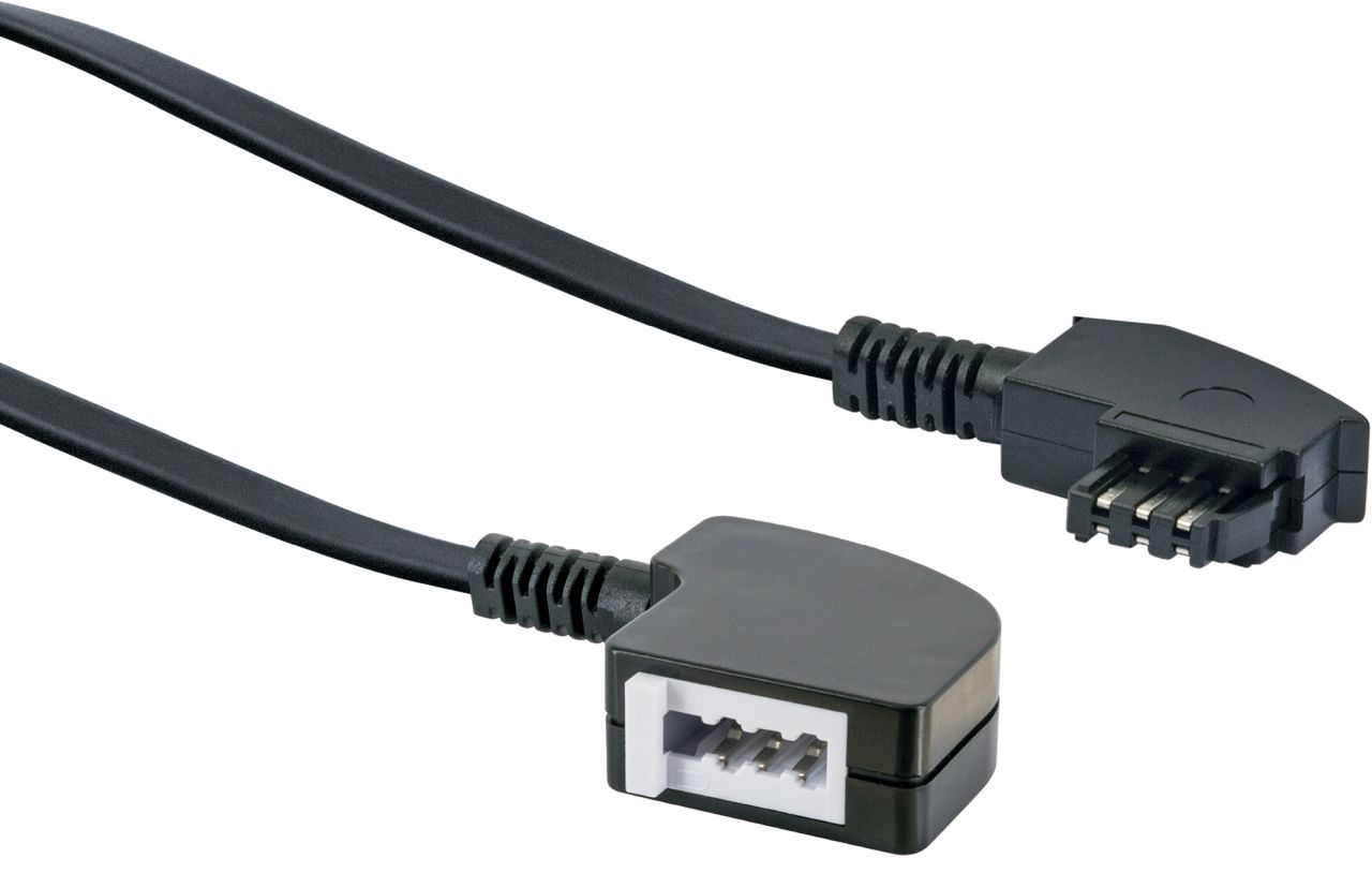 SCHWAIGER Verlängerungskabel (TAE), 10 m, Schwarz