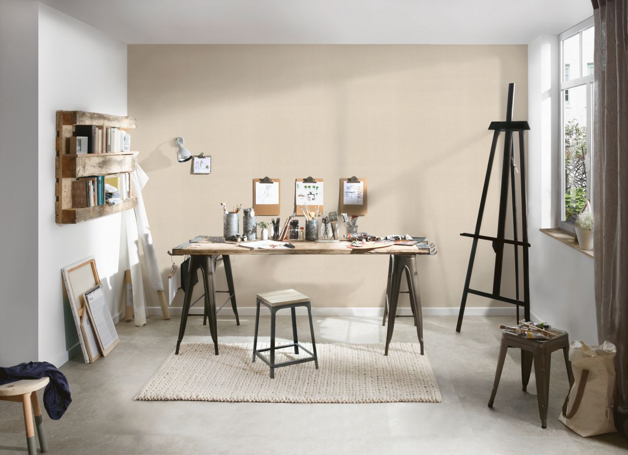 A.S. Création Vliestapete Terra Uni Beige matt strukturiert