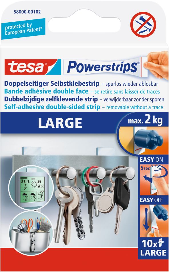 tesa® Powerstrips® Klebestrip Large, weiß, 10 Strips