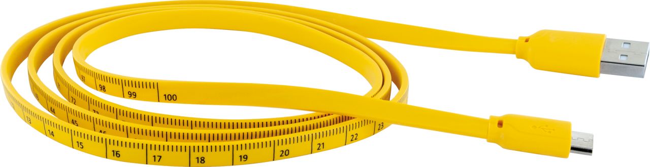 SCHWAIGER Micro USB Sync & Ladekabel mit Maßband, 1,2 m, Schwarz/Gelb