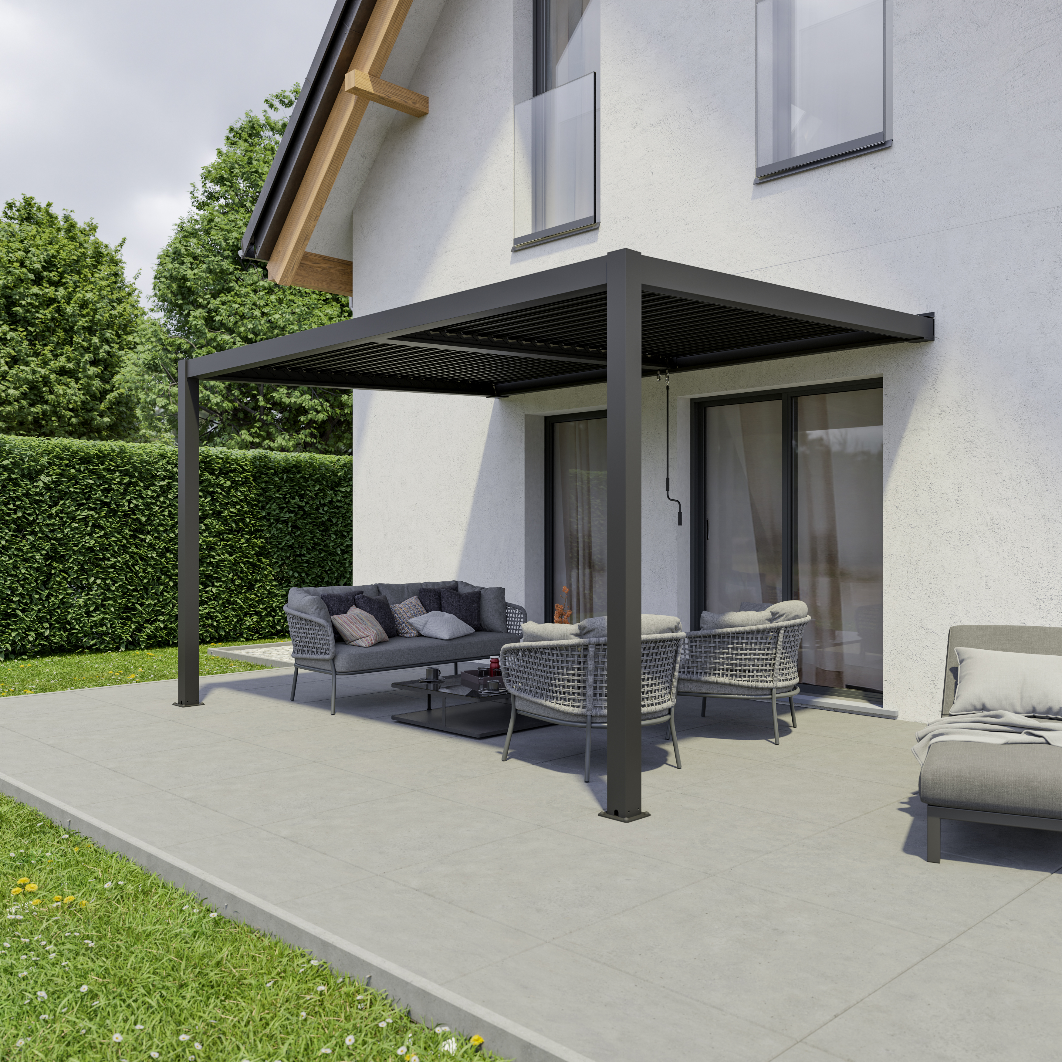 Ximax Aluminium Pergola Shade Wandmontage 400 x 300 cm Dunkelgrau