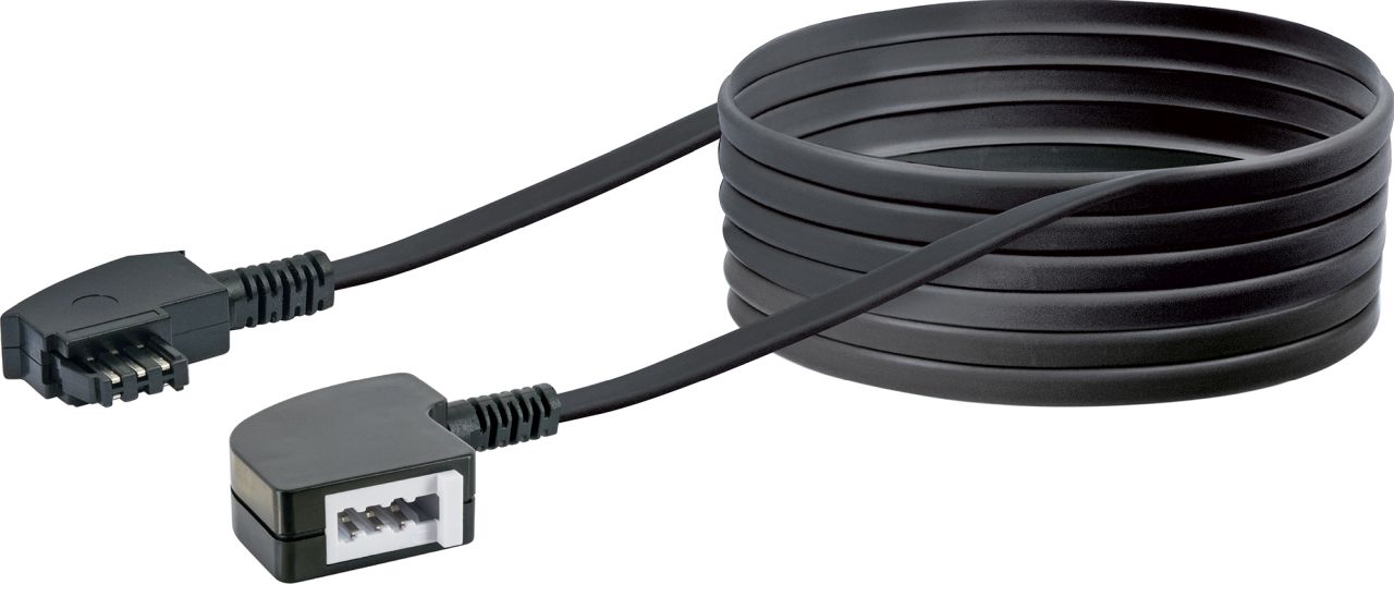 SCHWAIGER Verlängerungskabel (TAE), 10 m, Schwarz