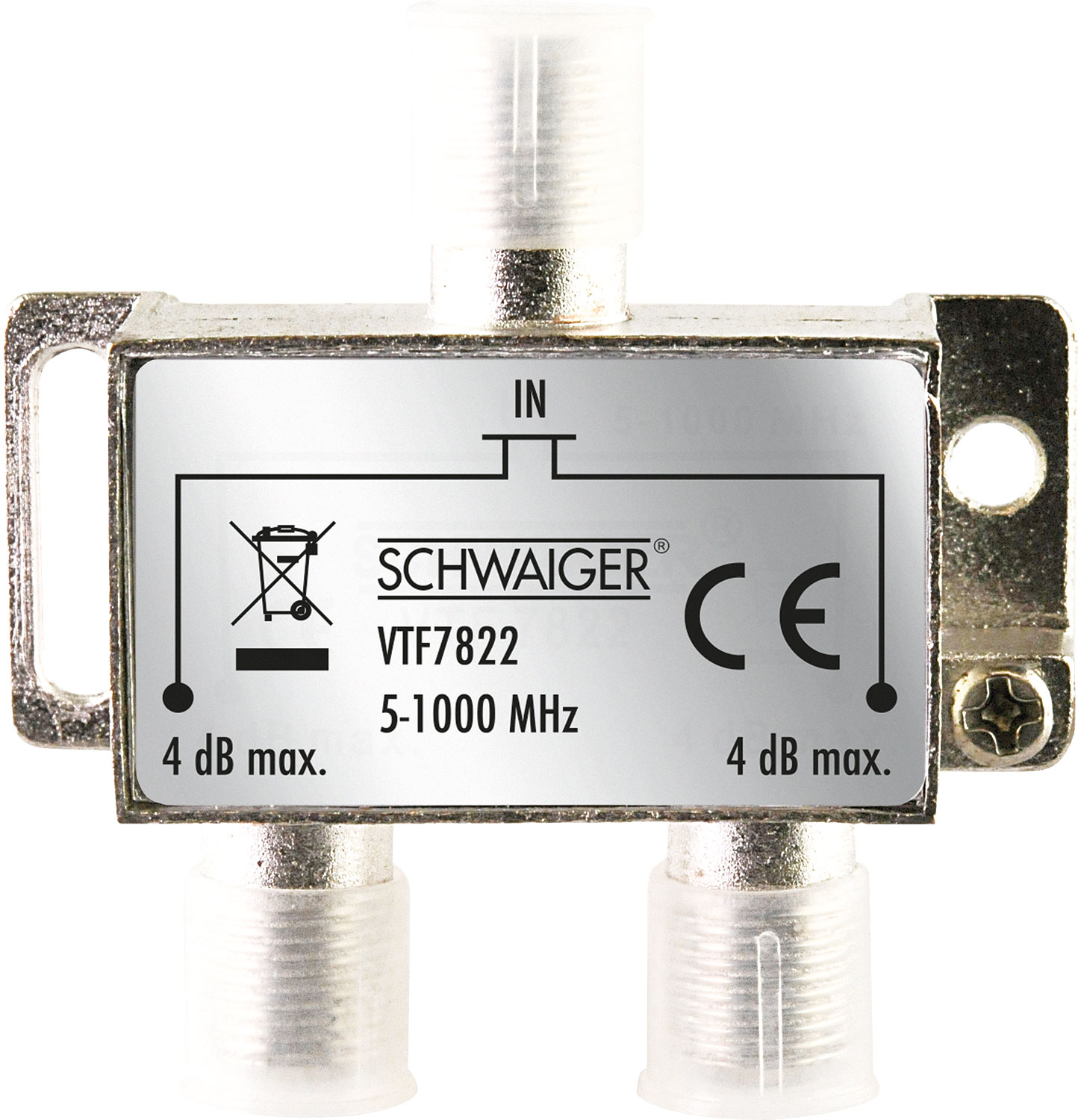 SCHWAIGER 2-fach Verteiler (4 dB), Silber VTF7822531