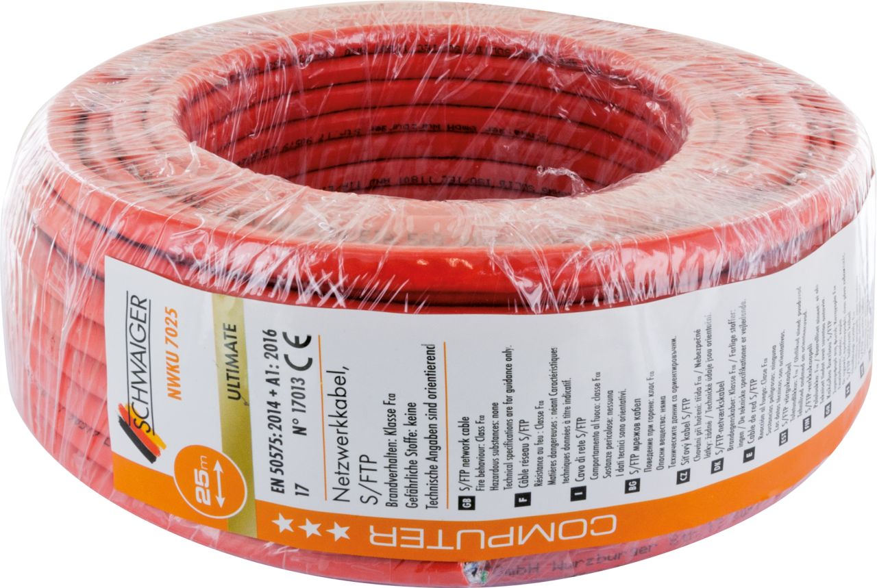 SCHWAIGER CAT 7 Netzwerkkabel (S/FTP), 25 m, Orang